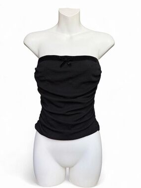 Black Strapless Tube Top with Bow